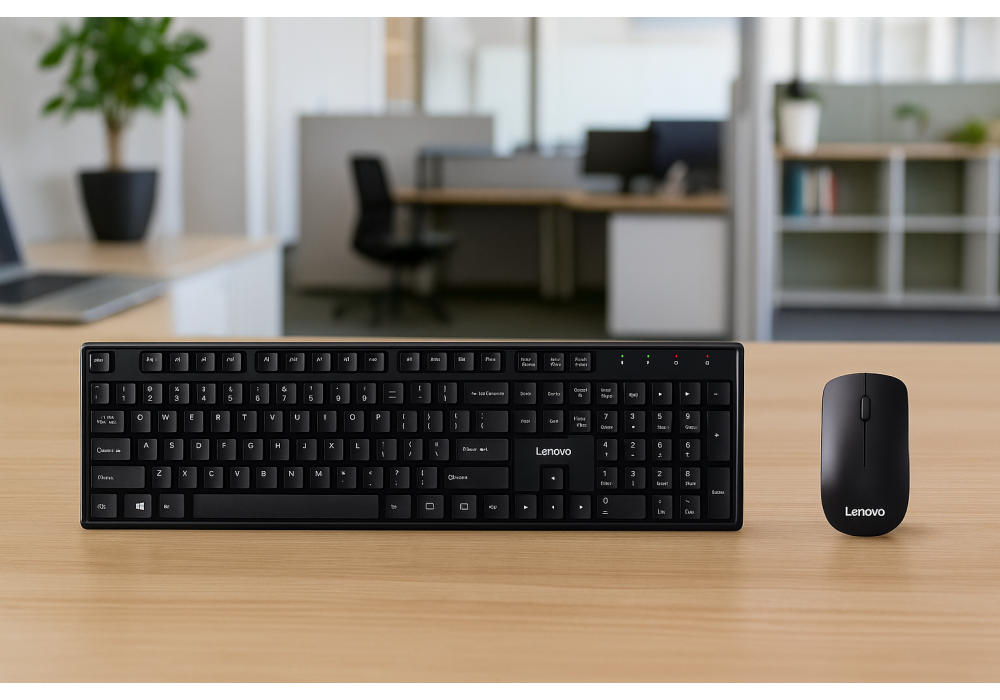 Lenovo One-Click Service Wireless Keyboard & Mouse MK23 Combo/Kit for Windows, USB Receiver, Compatible with PC, Laptop