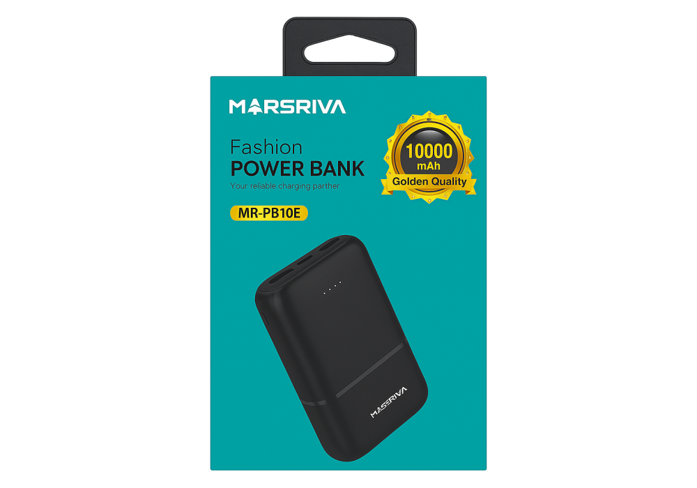 MARSRIVA 10000mAh Fashion Power Bank - Black