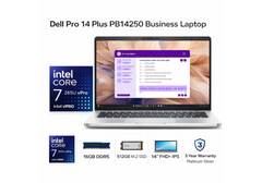 Dell Pro 14 Plus PB14250 Business Laptop, Intel Core Ultra 7 265U vPro, 16GB DDR5, 512GB M.2 SSD, 14" FHD+ IPS, 3 Year Warranty - Platinum Silver