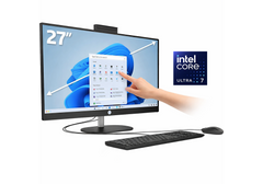 HP All-in-One Desktop AI 27-cr2040ne AIO PC (D2LG9EA), Intel Core Ultra 7 255U Up to 5.2GHz 12 Cores, 8GB DDR5 (Upgradable), 512GB SSD, 27" FHD IPS Touch, Wi-Fi 6, BT 5.4, w/ Keyboard & Mouse - Jet Black