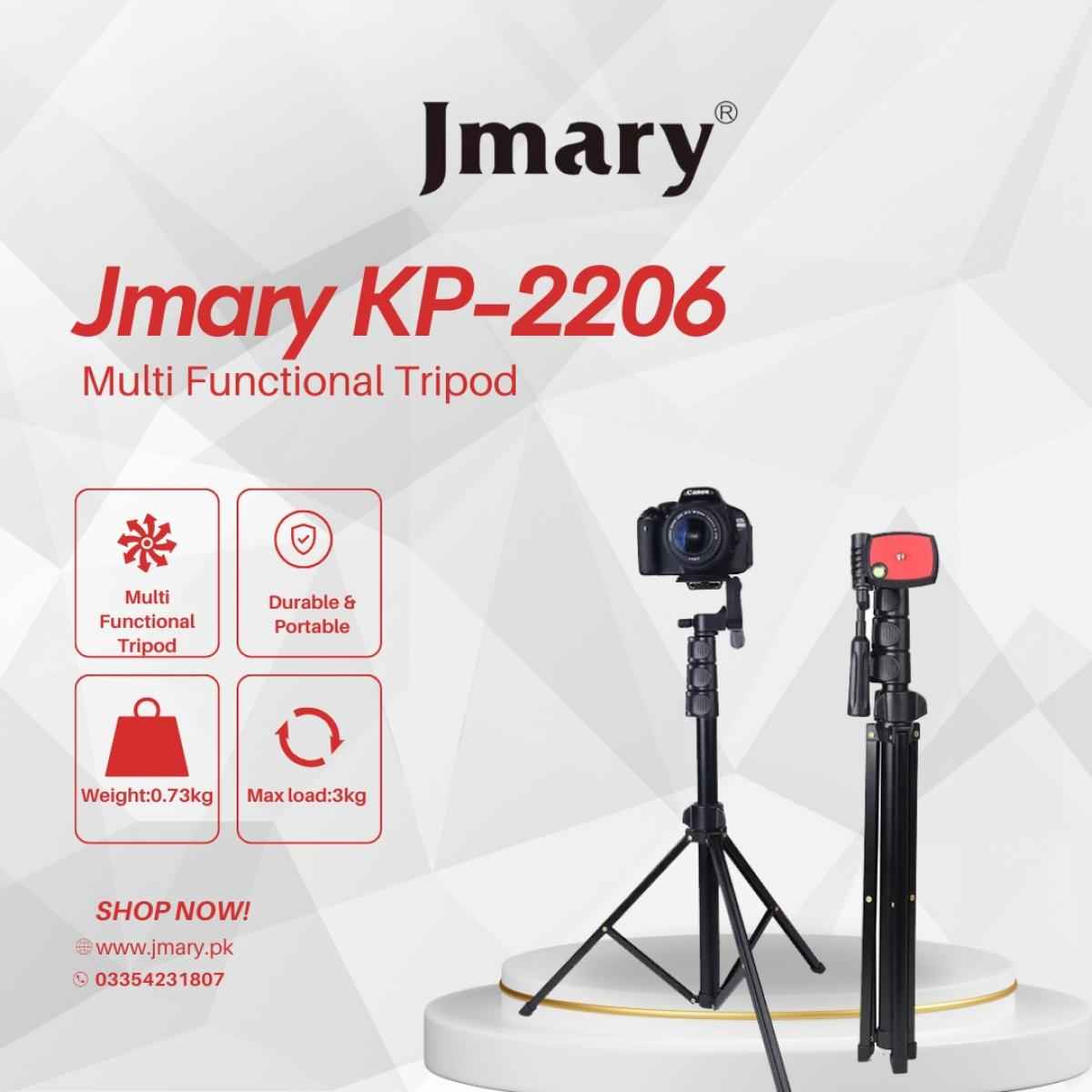 Jmary Kp 2206 Camera And Mobile Tripod & Selfie Stick Extendable Cell Phone Tripod Stand With Mobile Holder