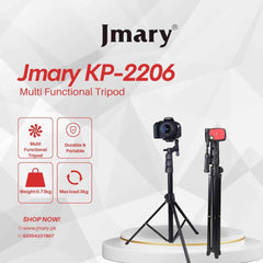 Jmary Kp 2206 Camera And Mobile Tripod & Selfie Stick Extendable Cell Phone Tripod Stand With Mobile Holder