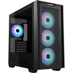 ASUS A21 Plus Mini Tower PC Case Mesh Support Hidden Connectors 360mm Radiators Ample Cable Management w/ 4x ARGB Fans - Black