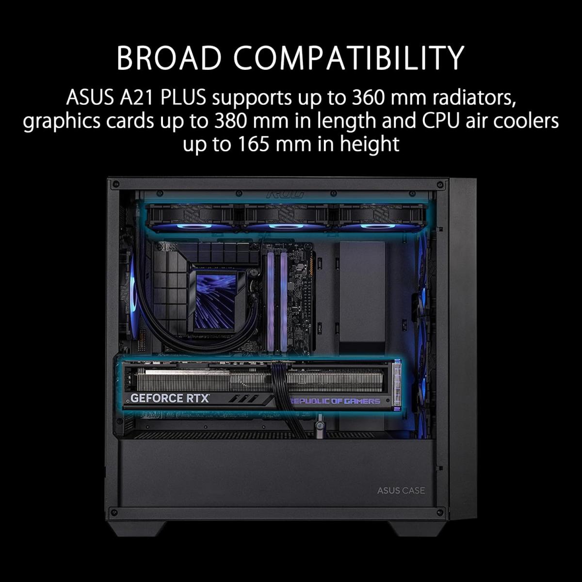 ASUS ARGB PC case for desktop computer builds and component installation
