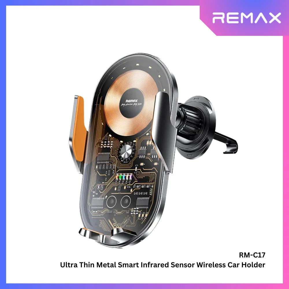 Remax Car Phone Holder, Smart Infrared Sensor, 15Watts, Black - RM-C17