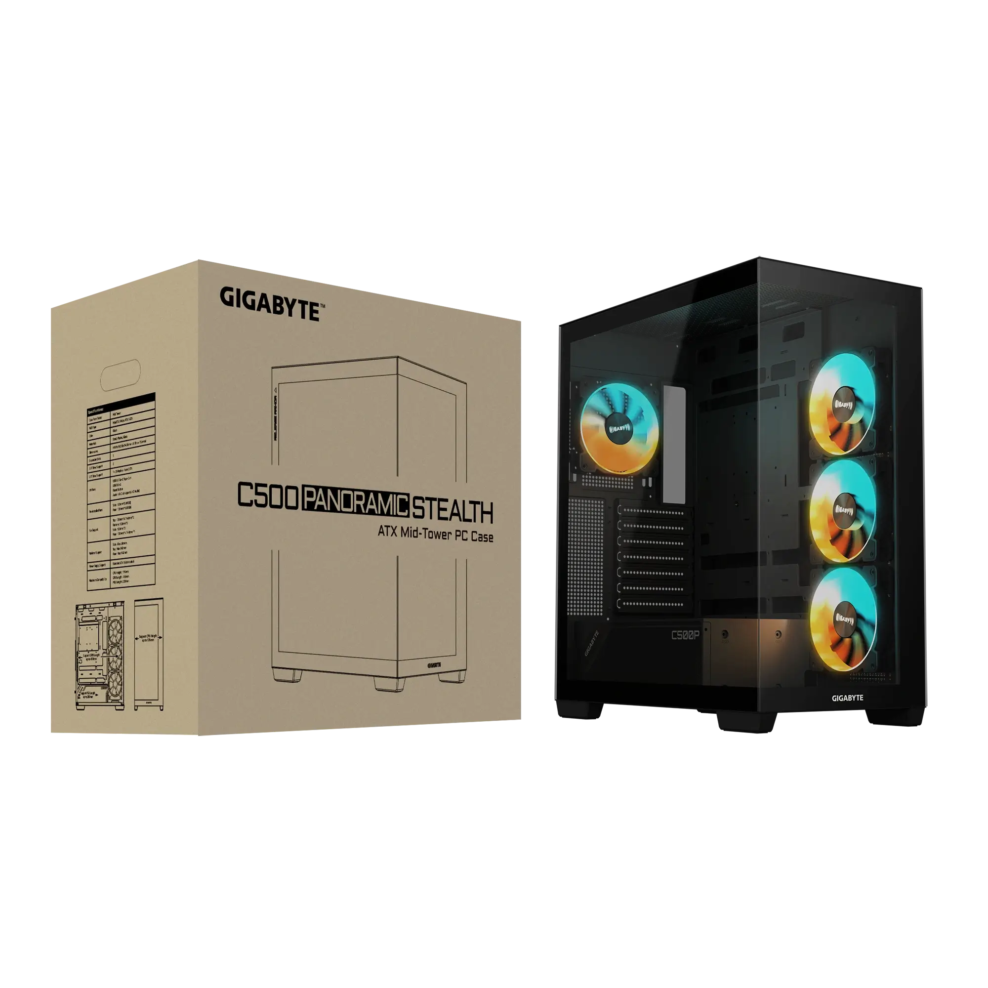 Gigabyte C500 Panoramic Stealth Tempered Glass Gaming Case (4argb Fans) Gigabyte C500 Panoramic Stealth Tempered Glass Gaming Case (4argb Fans)