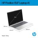 HP AI Business Laptop 15-fd1062ne, Intel Ultra 7 155H 4.8GHz 16 Cores, Intel Arc Graphics, 8GB DDR5, 512GB PCIe SSD, 15.6" FHD, WiFi 6, BT 5.4 - Natural Silver
