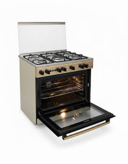 Tekmaz Gas Oven 90*60Cm, Full Safety, Cast Iron, 5BUrners, Stainless Steel - NAS-EC90