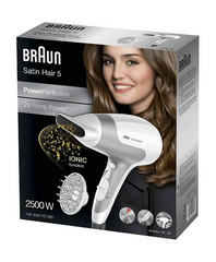 Braun Hair Dryer, 3Speeds, 2500Watts, White - HD585