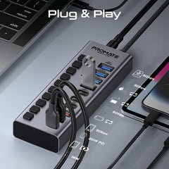 Promate GegaHub-5G, Multi-Port 5Gbps Data & Charging Hub