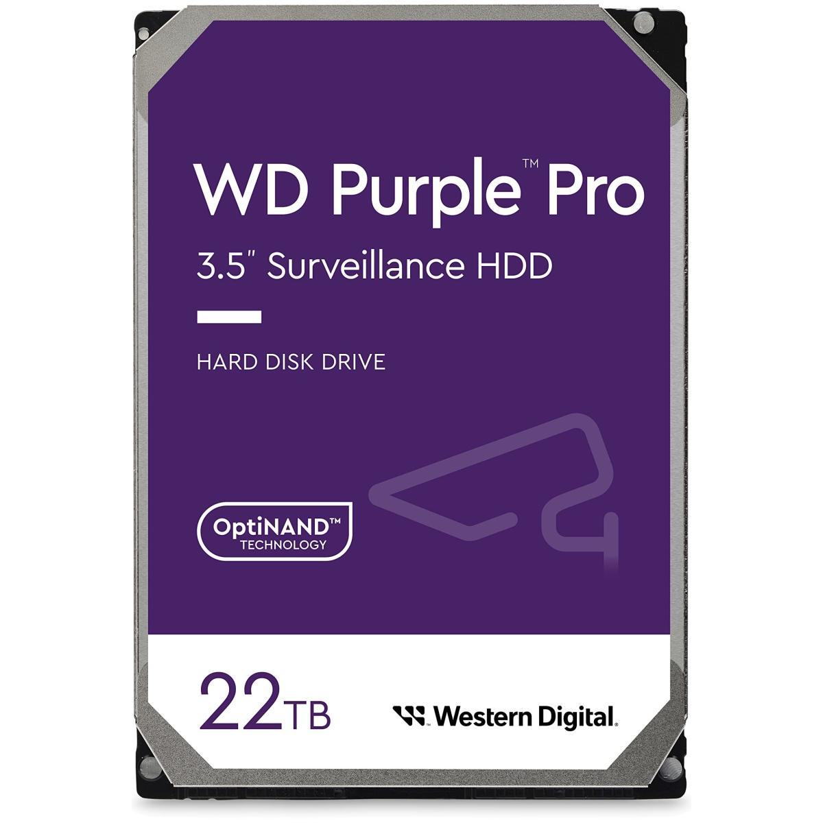 Western Digital 22tb Wd Purple Pro Surveillance Hdd Sata 6 Gb/s 7200 Rpm 512 Mb Cache - CompuMe