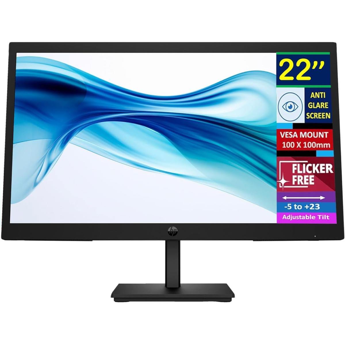 HP Series 3 Pro 322pv 22" Full-HD 75Hz Anti-Glare, Flicker Free Low Blue Light w/ HDMI & VGA Interface , Black