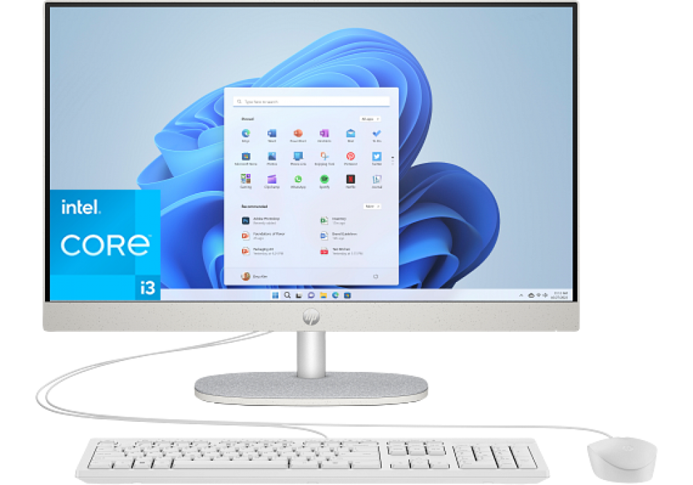 HP AIO All-in-One 24-cr0044ne PC 13Gen Intel® Core™ i3-1315U 6-Cores 8GB RAM DDR4 (Upgradable), 512 GB SSD 24" IPS FHD Display - White