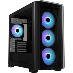 ASUS A23 Plus Computer Case, 4x Pre-Installed aRGB Fans, Up to 360mm Radiator & 7x 120mm Fan Support, 380mm Graphics Card Compatible, Front Panel USB Type-C I/O, Black