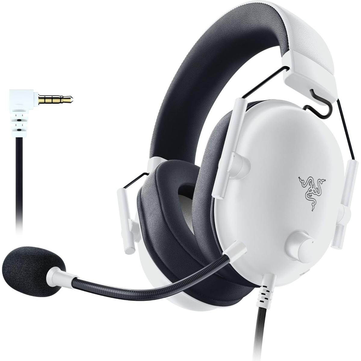 Razer Blackshark V2 X 7.1 Surround Sound 50mm Drivers Memory Foam Cushion For Pc, Mac, Ps4, Ps5, Switch 3.5mm Audio Jack White