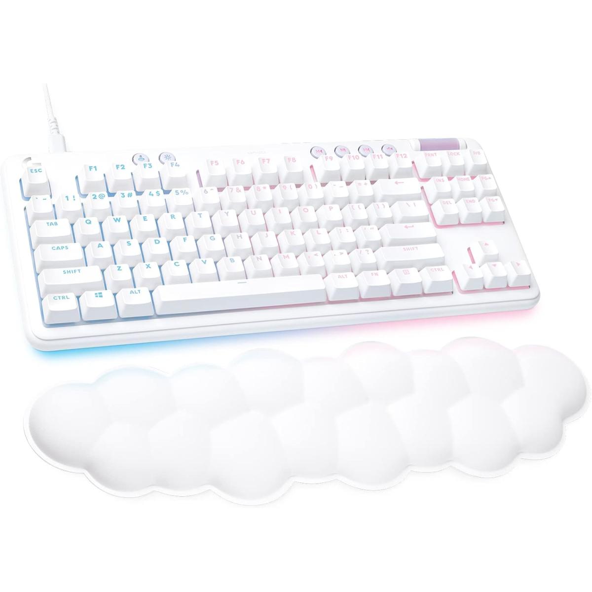 Logitech G713 Tkl Wired Mechanical Lightsync Rgb Lighting Linear Switches (gx Red) & Keyboard Palm Rest Pc And Mac Compatible White Mist