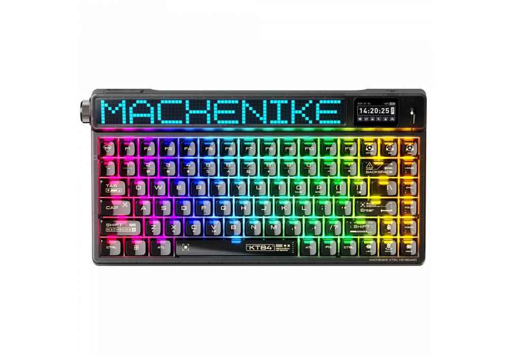Machenike KT84 Mechanical Keyboard – 84-Key Wireless/Wired Gateron G Pro 2.0 White Switches Hot-Swappable Smart Screen – White