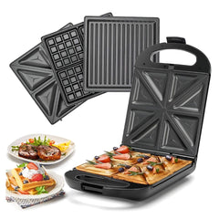 Arshia 3-in-1 Sandwich Maker with Interchangeable Non-Stick Plates - 800W