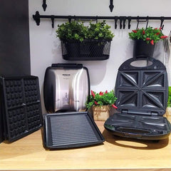 Arshia 3-in-1 Sandwich Maker with Interchangeable Non-Stick Plates - 800W