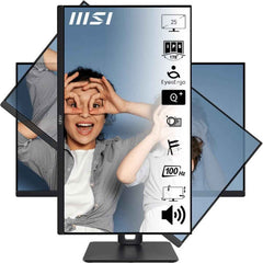 Msi Pro Mp251p 25" Ips Full Hd 100hz Less Blue Light Anti Glare Built In Speakers Adjustable Stand Hdmi & Vga Black