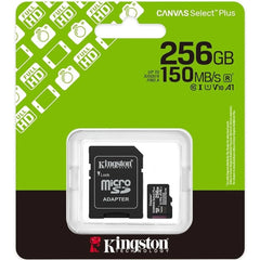 Kingston SDCS3/256GB Canvas Sele Plus 256GB microSDXC Card Up to 150MB/s A1 Class 10 UHS-I with Adapter