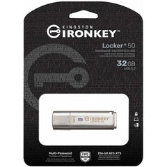 Kingston Ironkey Locker+ 50 256gb Encrypted Flash Drive Usb 3.2 Xts Aes Proteion Multi Password Security Options Automatic Cloud Backup Metal Casing