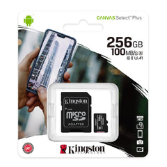 Kingston 256gb Canvas Sele Plus Microsdxc Card Up To 100mb/s A1 Class 10 Uhs I With Adapter - CompuMe