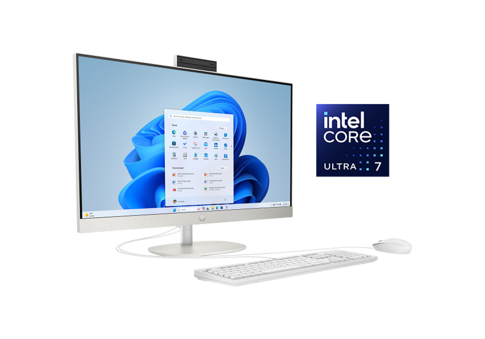 HP All-in-One Desktop AI 27-cr2047ne AIO PC (D2LL1EA), Intel Core Ultra 7 255U Up to 5.2GHz 12 Cores, 8GB DDR5 (Upgradable), 512GB SSD, 27" FHD IPS, Wi-Fi 6, BT 5.4, w/ Keyboard & Mouse - Shell White
