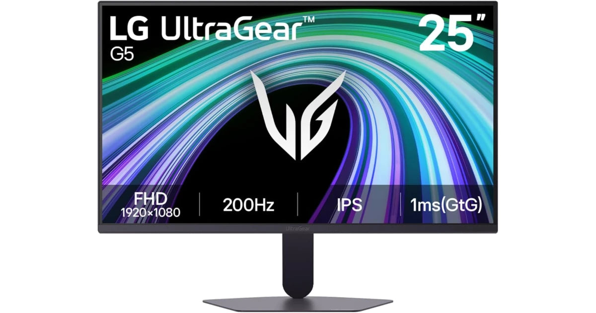 LG 25G523B-B G5 25" UltraGear™ " FHD 200Hz IPS sRGB 99%, HDR10, 1ms GtG, G‑SYNC Compatible, FreeSync Premium, Tilt Adjustable Stand, HDMI & DisplayPort– Gaming Monitor