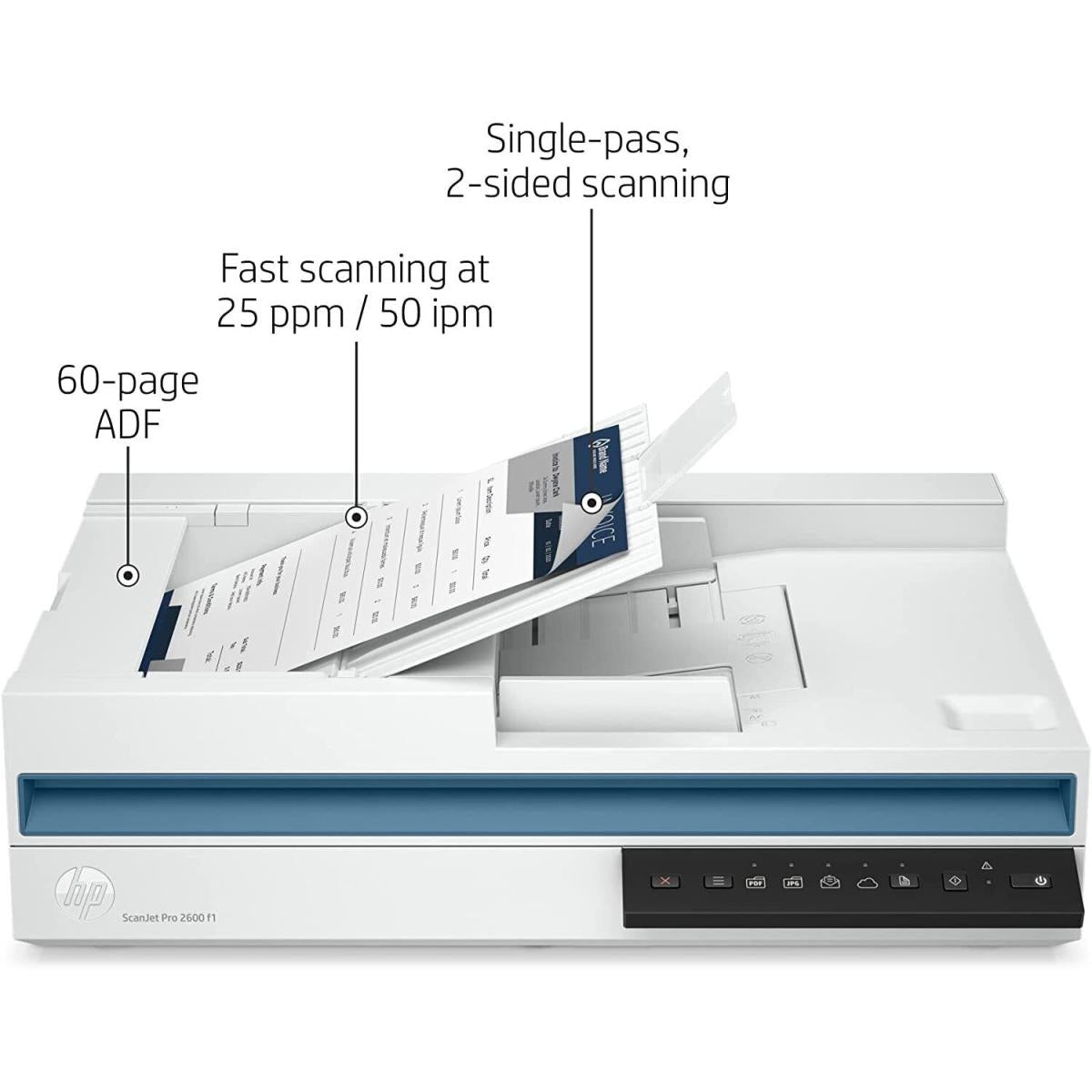 Hp Scanjet Pro 2600 F1 Scanner Fast 2 Sided Up To 25 Ppm Scanning & Auto Document Feeder - CompuMe