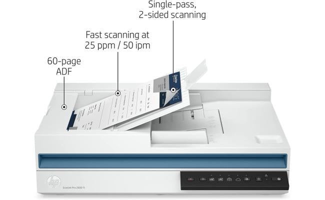 HP ScanJet Pro 2600 F1 Scanner Fast 2-Sided up to 25 ppm Scanning & Auto Document Feeder HP ScanJet Pro 2600 F1 Scanner Fast 2-Sided up to 25 ppm Scanning & Auto Document Feeder