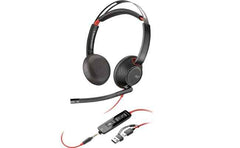 Poly Blackwire 5220 Stereo USB-C Headset, 32mm Driver Size, Omnidirectional Microphone Style, 3.5mm Plug + USB-C & USB-A Adapter Connectivity, Black | 8X231AA