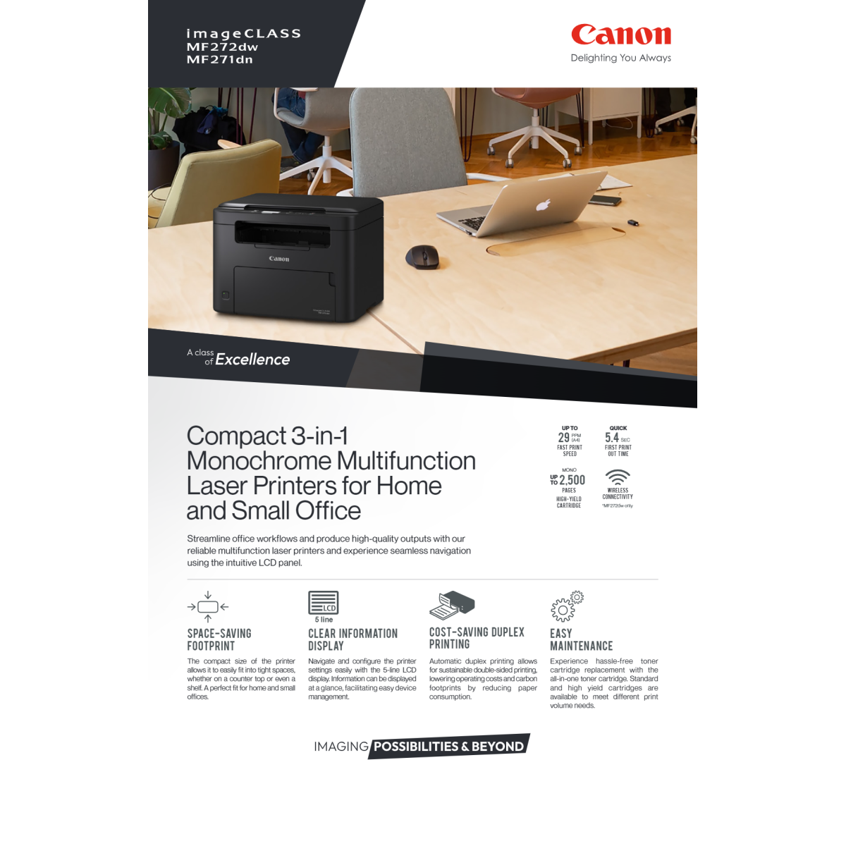 Canon I Sensys Mf 272dw A4 Wireless Mono 3 In One ( Print, Copy, Scan ) Printer Black Canon I Sensys Mf 272dw A4 Wireless Mono 3 In One ( Print, Copy, Scan ) Printer Black