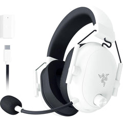 Razer Blackshark V2 Hyperspeed Wireless/bluetooth/usb Lightweight Thx Spatial Audio Bendable Mic 50mm Drivers 70 Hr Battery W/usb Type C Charging White - CompuMe