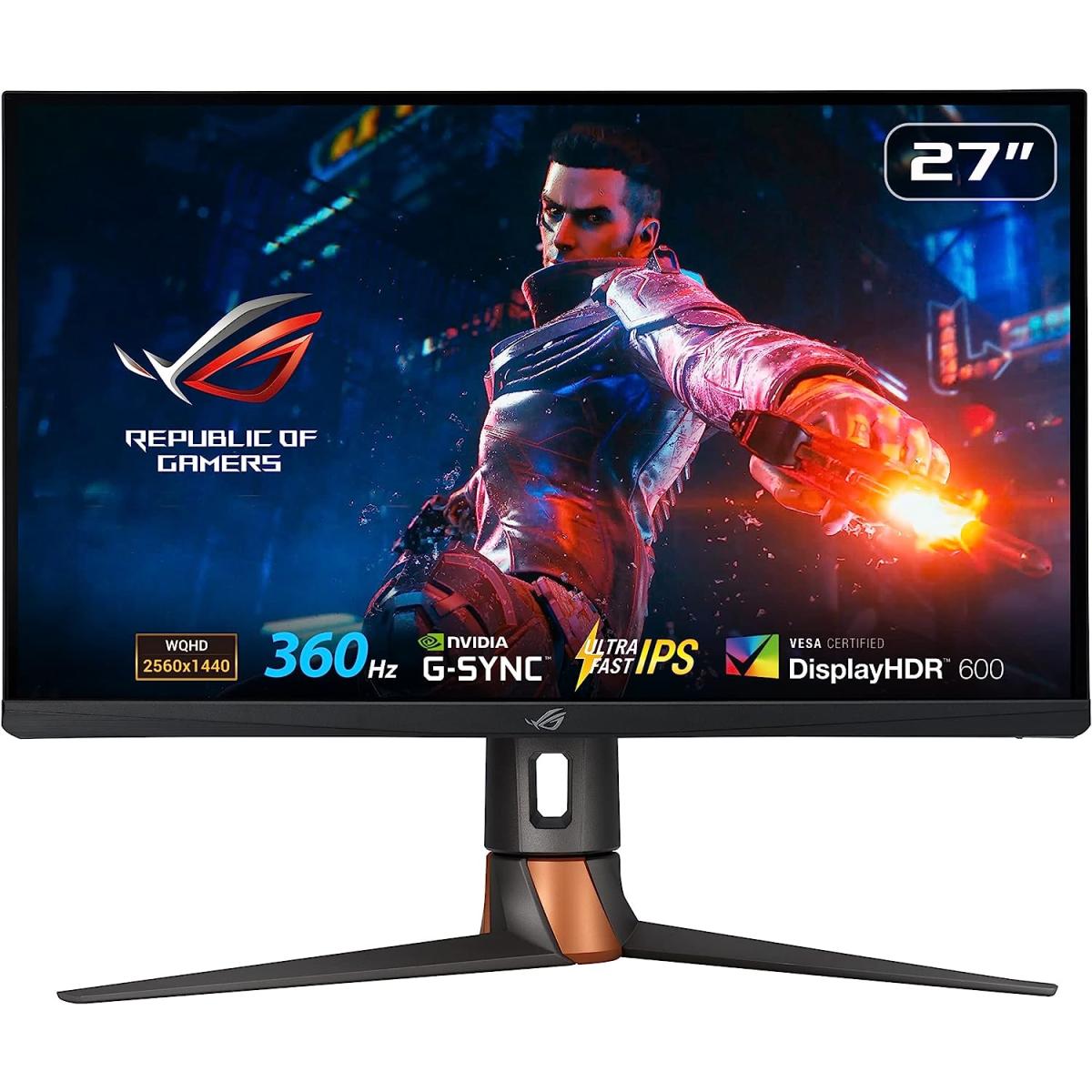 ASUS ROG Swift PG27AQN 27" Fast IPS 360Hz HDR600 2K 1ms G-SYNC Eye Care NVIDIA® Reflex Analyzer VESA Wall Mountable
