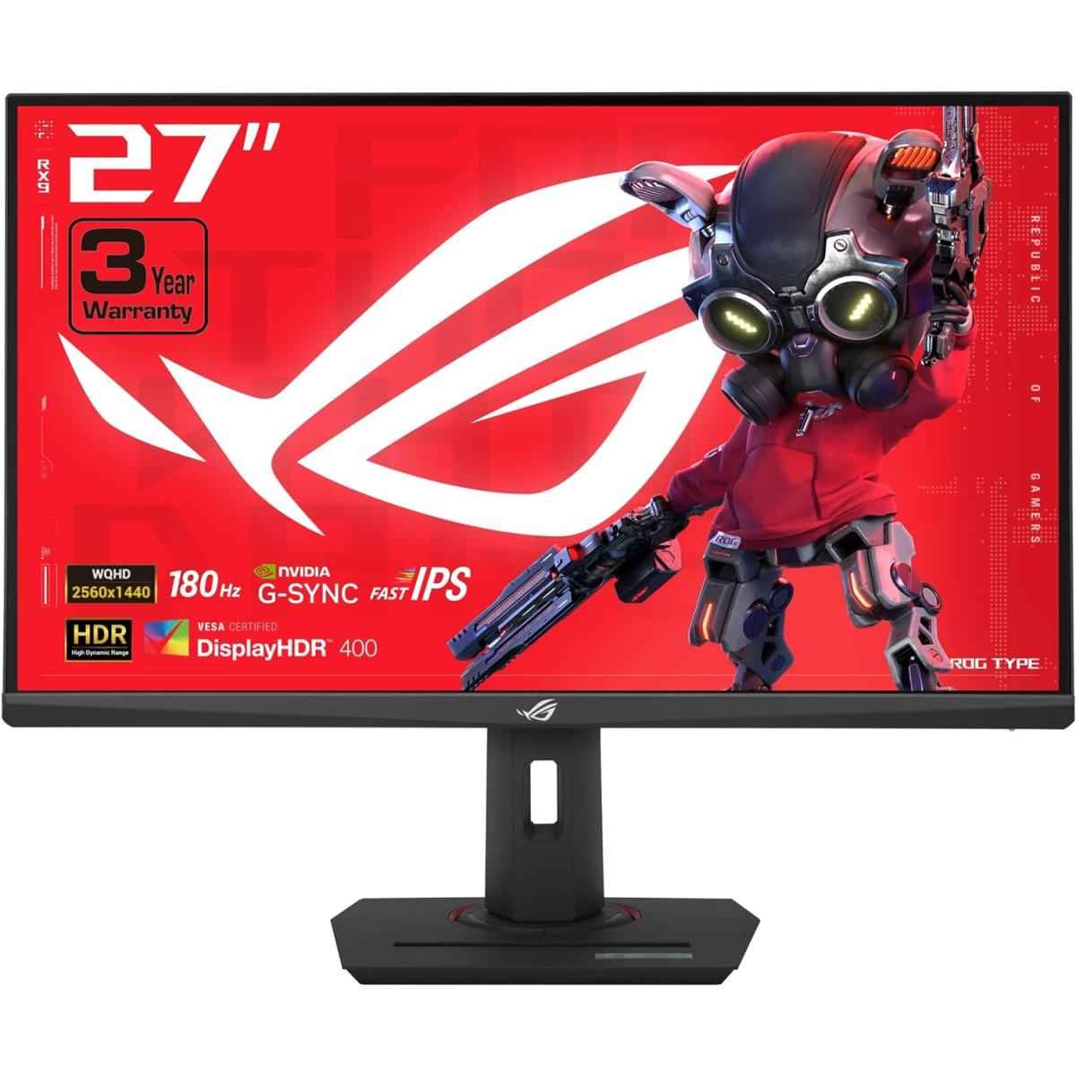 Asus Rog Strix Xg27acs 27” 2k Fast Ips 180hz 1ms Hdr400 133% Srgb Extreme Low Motion Blur Sync G Sync Compatible W/ Usb C , Displaywidget, Tripod Socket