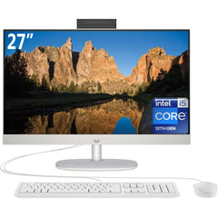 HP All-in-One 27-cr0023ne PC (2024) NEW 13Gen Intel Core i5 10-Cores w/ 27" IPS Full HD 99% sRGB NONE Touch Display (Customized) - White