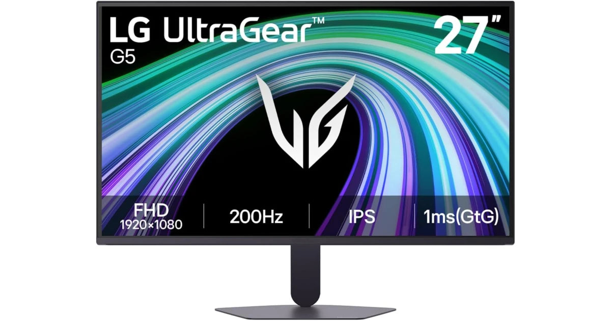 LG 27G523B-B G5 27" UltraGear™ " FHD 200Hz IPS sRGB 99%, HDR10, 1ms GtG, G‑SYNC Compatible, FreeSync Premium, Tilt Adjustable Stand, HDMI & DisplayPort– Gaming Monitor