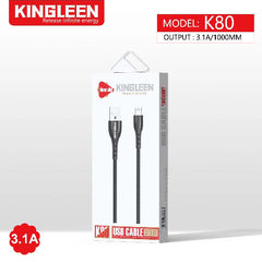 King Leen Fast Charger Cable, USB A To Micro, 1Mm, Black - K-80