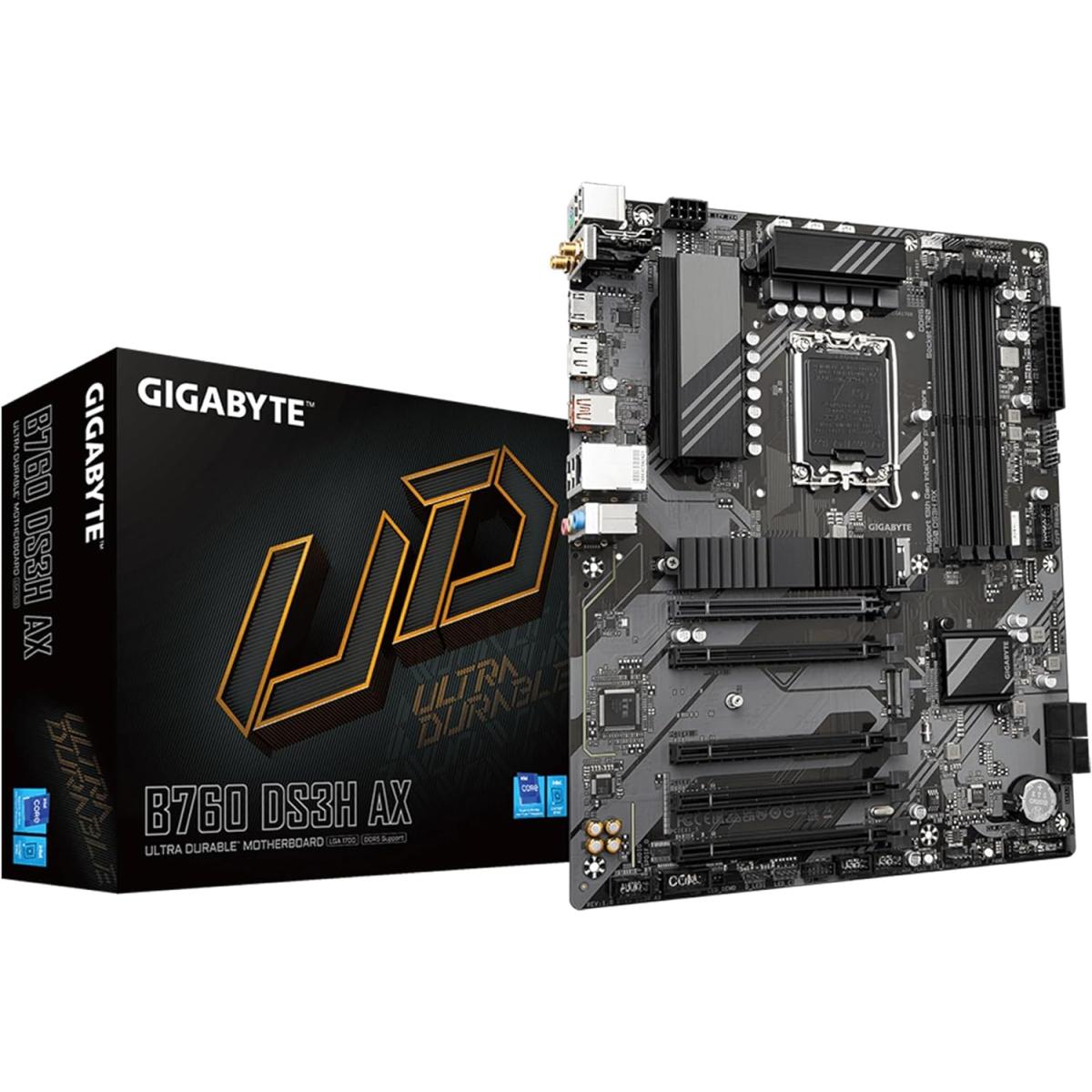 GIGABYTE B760 DS3H AX WiFi 6E Intel B760 ATX DDR5 2x M.2 PCIe 4.0 USB 3.2 Gen 2 Type-C 2.5GbE LAN Motherboard