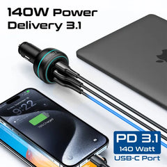 Promate PowerDrive-230W Car Charger with Dual Power Delivery