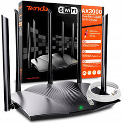 Tenda TX12 Pro Wi-Fi 6 AX3000 Smart Wi-Fi Router, Dual Band Gigabit Wireless Internet Wi-Fi 6 Router, 5 * 6dBi High-Gain Antennas, 3 Gigabit LAN Ports, WPA3+OFDMA+MU-MIMO - Black