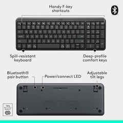 Logitech K250 Compact Bluetooth Wireless Keyboard Graphite