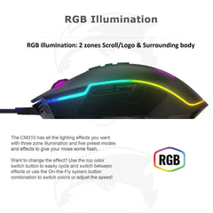 Cooler Master CM310 Gaming Mouse with Ambidextrous Grips, 10000 DPI Optical Sensor, and RGB Illumination