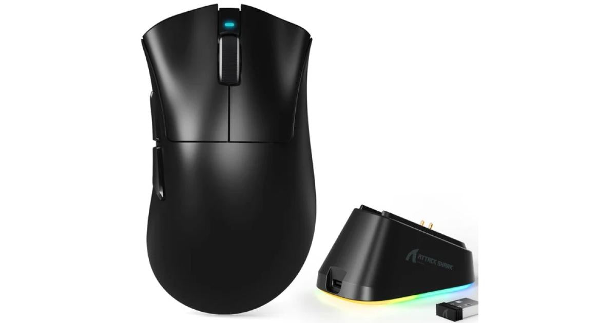 ATTACK SHARK V3 Pro Ultra-Light Wireless Gaming Mouse,PAW3311 Sensor, 500mAh, 62g, 25KDPI 2.4G/BT/USB-C Rechargeable Wireless Mouse with 5 Programmable Buttons for Laptop,PC,Mac Gamer (Black)