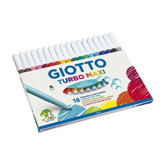 GIOTTO Turbo Maxi Super Washable Felt Tip Fibre Pens, Large Nib 5mm, Pack o 18