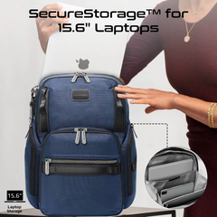 Promate ORACLE-BP SecureStorage 15.6" Laptop Backpack with Multiple Compartments - Blue