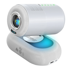 Promate Beamer-250R 4K Compatible HD Wireless LCD Projector with Built-In Speaker & Ambient RGB light - White