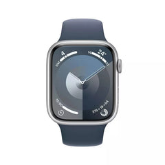 Apple Watch Series 9 GPS 45mm, Silver Aluminium Case with Light Blue Sport Band, Apple Replacement - MR913QA