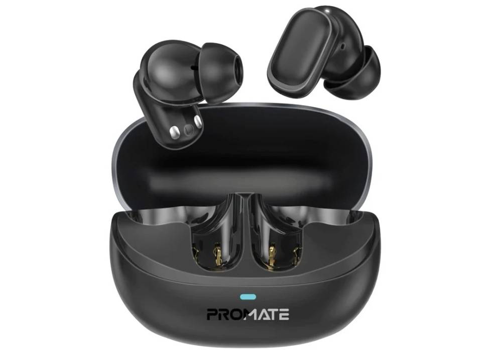 Promate True Wireless Earbuds,In-Ear Bluetooth v5.1 HD Earphones with Mic,IPX5 Water Resistance,20H Playback Time,Intelligent Touch Controls and Smart Auto - White